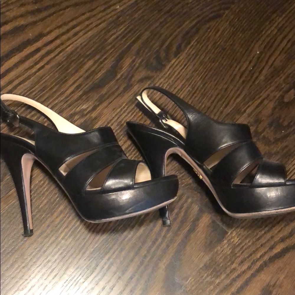 Prada black leather heels